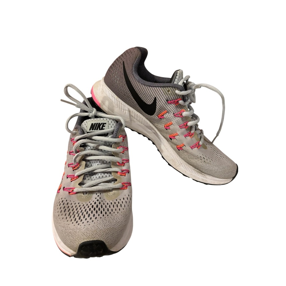 Nike Air‎ Zoom Pegasus 33 Womens Running Shoes Grey Pink 831356-006 Size 7.5